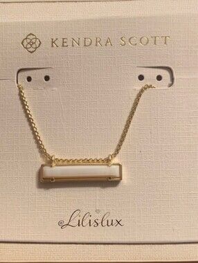 Kendra Scott Lenore White Howlite Stone Bar Necklace Gold W/2" Extender NWOT
